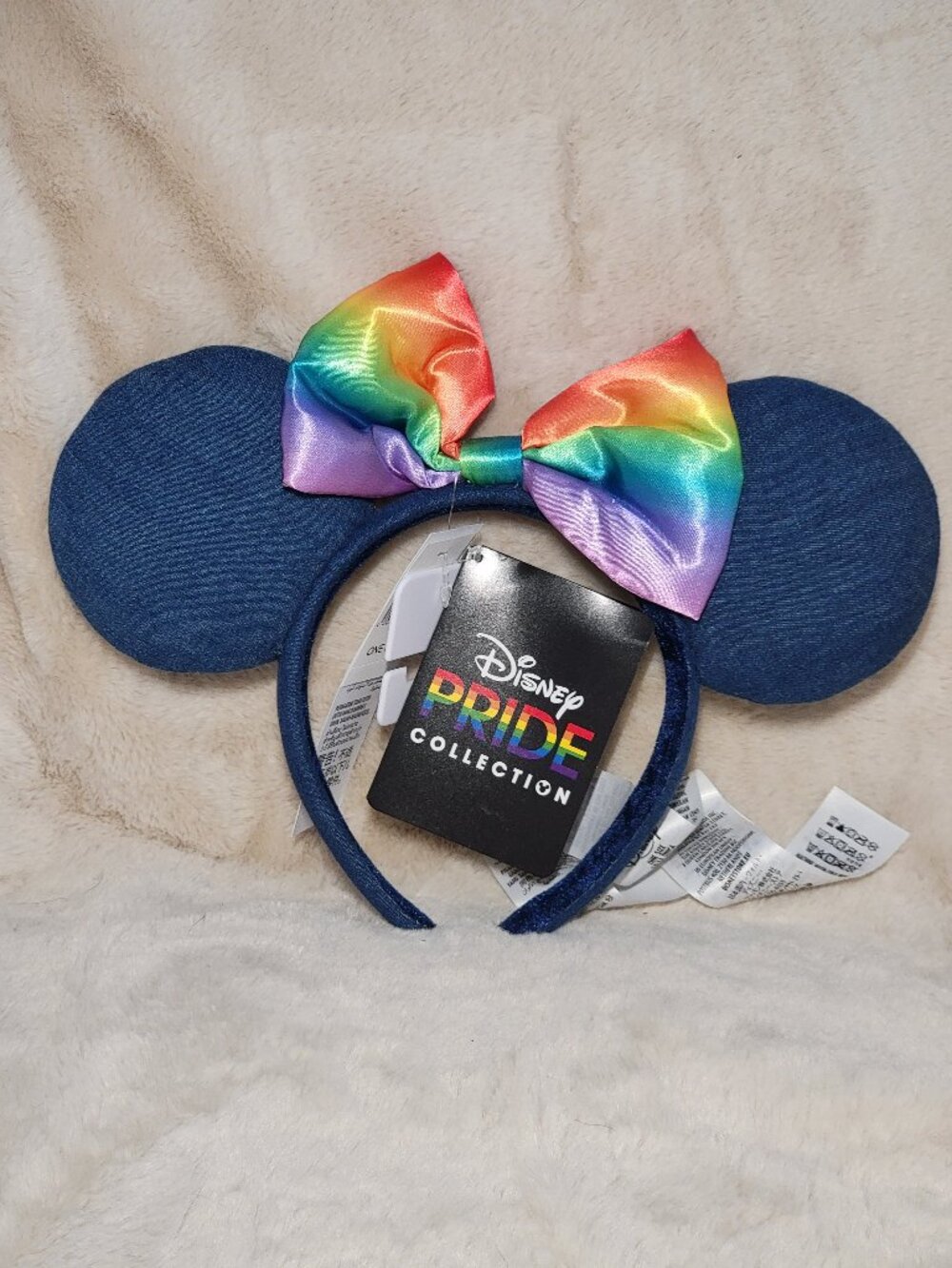 Disney Parks Pride Collection Rainbow Denim Minnie Mouse Ears Headband NWT